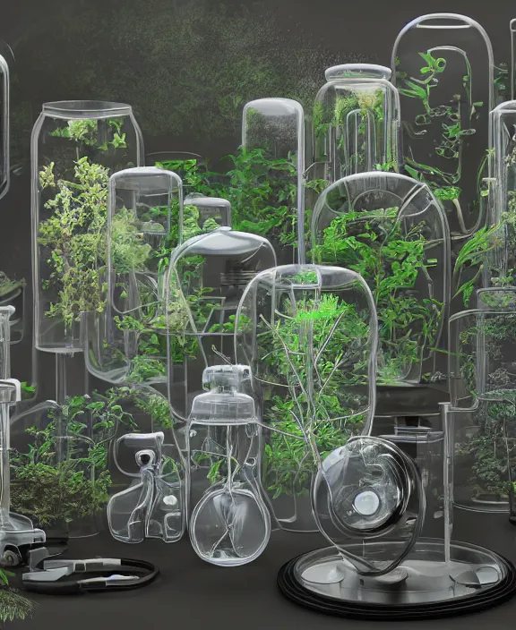 Image similar to intricate transparent clear see - through image of medical equipment, lush botany, floral environment, ultra realistic, concept art, pop art, photorealistic, octane render, 8 k, unreal engine. art by nori inoguchi and sam kaplan and zachary goulko and christopher marley