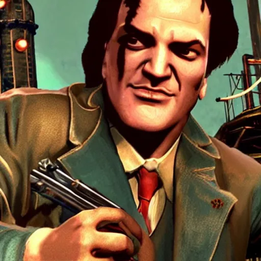 Prompt: quentin tarantino in the video game bioshock