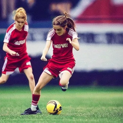 Prompt: emma watson as lokomotiv football player, hyper realistic