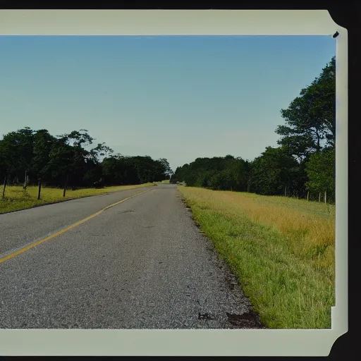 Prompt: polaroid of old southern road