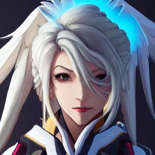 Image similar to portrait of mercy from overwatch, anime fantasy illustration by tomoyuki yamasaki, kyoto studio, madhouse, ufotable, trending on artstation