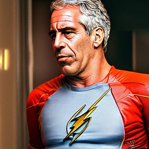 Prompt: jeffrey epstein as the flash, 8 k