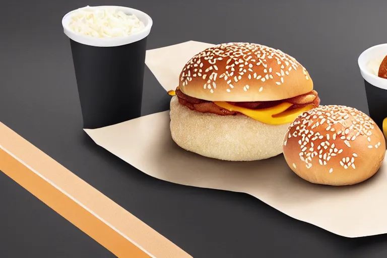 Image similar to mcdonalds salt between two sesame seed buns, commercial photograph