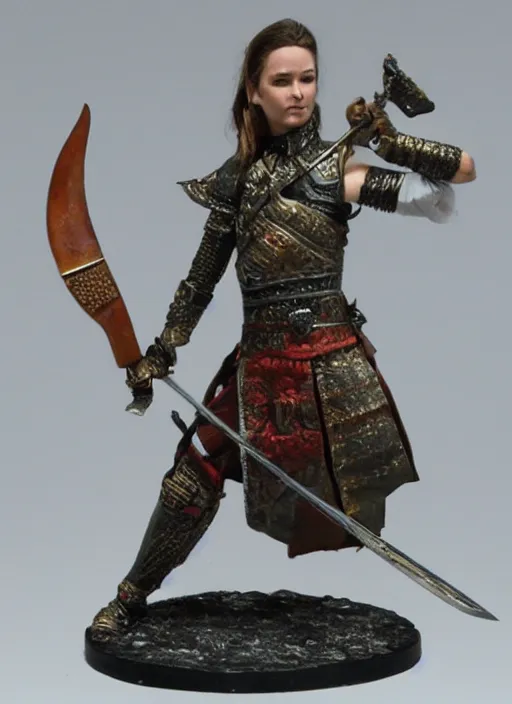 Prompt: Images on the store website, eBay, Full body, Miniature of a female warrior with sword