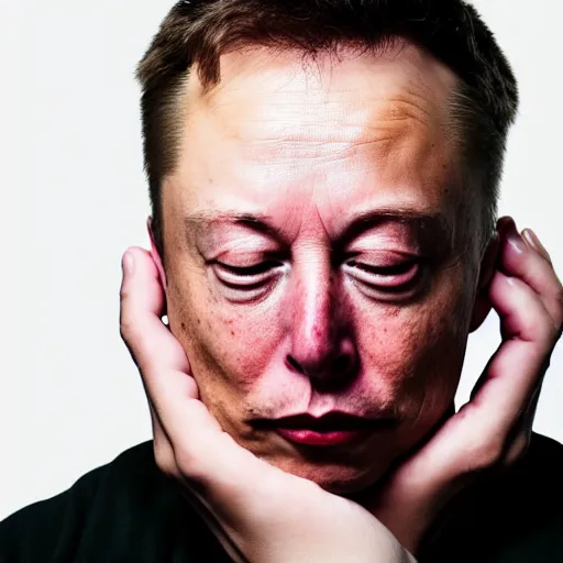 Image similar to a man who is covering his ears from a very loud noise, pained expression, elon musk, photography, 4 k