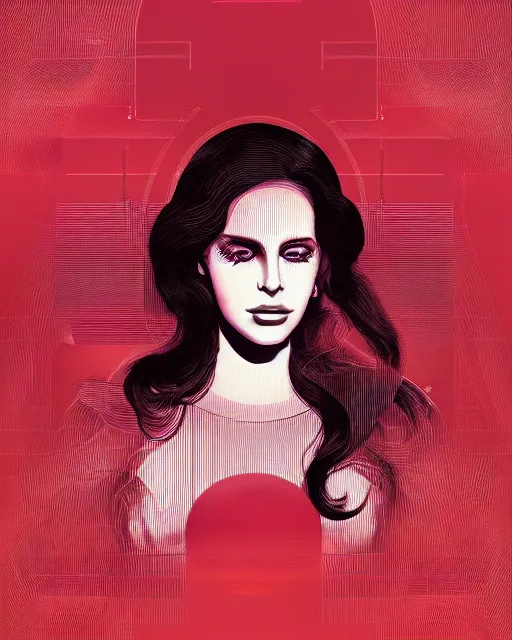 Image similar to portrait of Lana Del Rey as a cyborg. intricate abstract. intricate artwork. by Tooth Wu, wlop, beeple, dan mumford. mulholland drive by david lynch, dune by david lynch, blade runner 2049 by dennis villeneuve, sacred geometry, octane render, trending on artstation, greg rutkowski very coherent symmetrical artwork. cinematic, hyper realism, high detail, octane render, 8k, iridescent accents