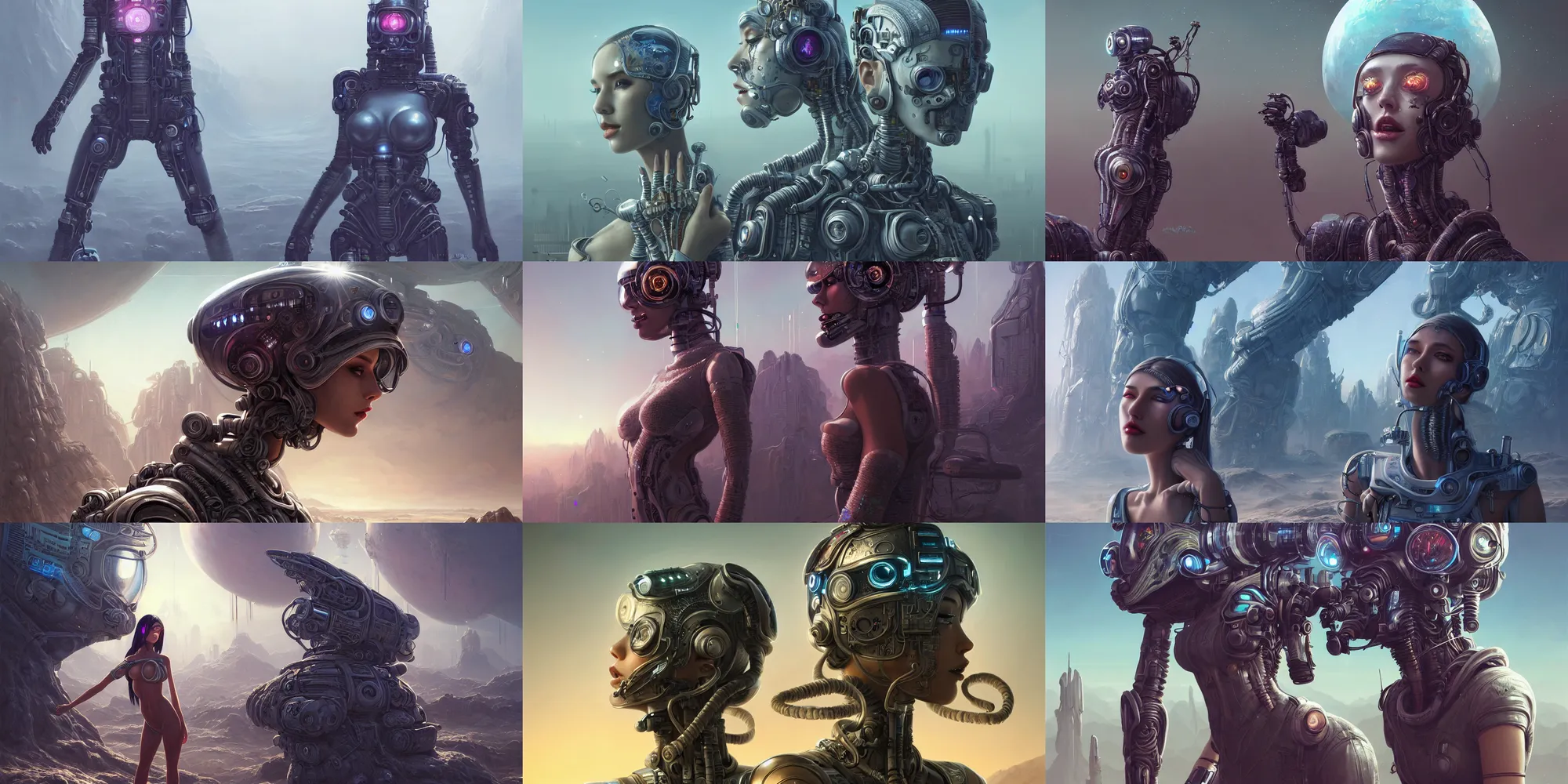 Prompt: ultra realistic style illustration, beautiful alluring nasa pleasure cyborg in an apocalyptic ancient alien wasteland, gorgeous face and figure, cyberpunk, sci - fi, fantasy, intricate, elegant, highly detailed, digital painting, artstation, concept art, smooth, sharp focus, illustration, art by mansik yang and rashed alakroka and simon stalenhag and wlop