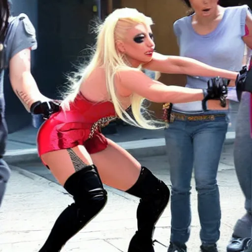 Image similar to britney fighting with lady gaga, street fighter