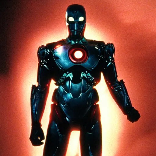 Image similar to movie still of man super hero cyborg, cinematic composition, cinematic light, by wes craven