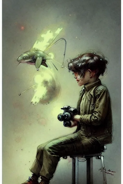 Image similar to ( ( ( ( ( 1 9 5 0 s retro science fiction boy. muted colors. ) ) ) ) ) by jean - baptiste monge!!!!!!!!!!!!!!!!!!!!!!!!!!!!!!