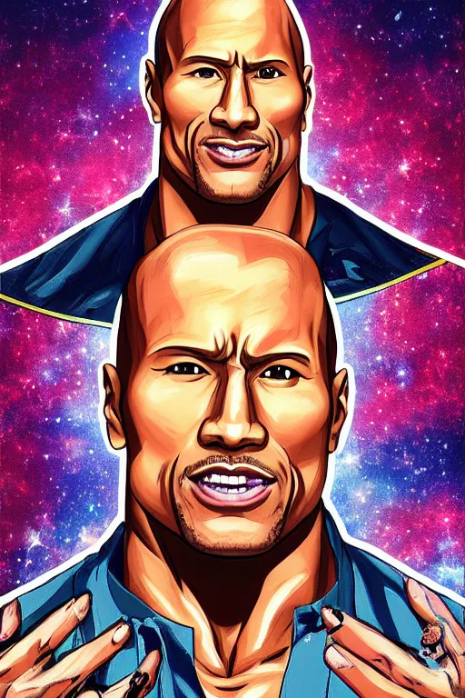 Image similar to Portrait of Rock Dwayne Johnson as hololive vtuber anime girl