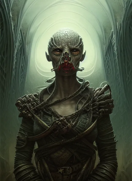 Image similar to portrait shot of dark evil warrior in a scenic dystopian environment, intricate, elegant, highly detailed, centered, digital painting, artstation, concept art, smooth, sharp focus, illustration, artgerm, tomasz alen kopera, peter mohrbacher, donato giancola, joseph christian leyendecker, wlop, boris vallejo