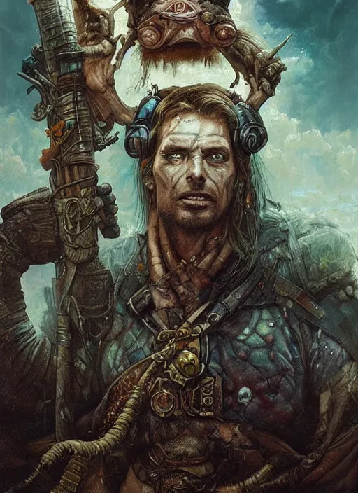 Prompt: hyper realistic photography portrait of postapocalyptic medieval religious occult amazon cinematic, brom, moebius, juan gimenez, peter mohrbacher, james gurney