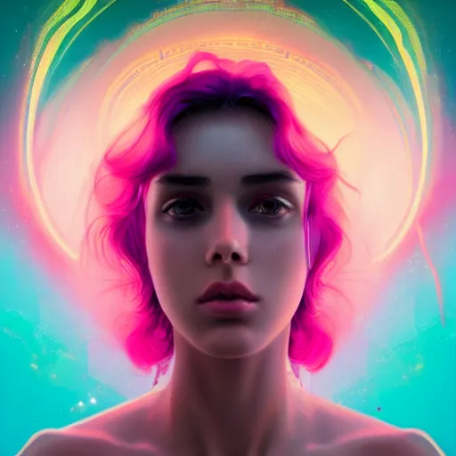 Image similar to young woman, gorgeous face, vaporwave aesthetic, synthwave, colorful, psychedelic, broken, shattered, beaten, sadness, crying, tears, artstation, concept art, smooth, extremely sharp detail, finely tuned detail, 8 k, unreal engine 5, ultra sharp focus, illustration, art by artgerm and greg rutkowski and alphonse mucha