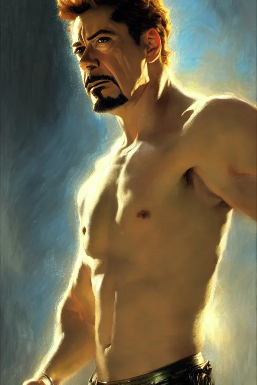 Prompt: tony stark, highly detailed painting by gaston bussiere, craig mullins, j. c. leyendecker 8 k