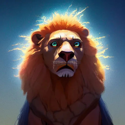 Prompt: portrait of doc brown!!!!! riding on ( ( ( ( lion king ) ) ) ), disney animation, sharp, illustration, sharp, fanart, anime key art by greg rutkowski, bloom, dramatic lighting sharp focus, cinematic, artbook, smooth, centered