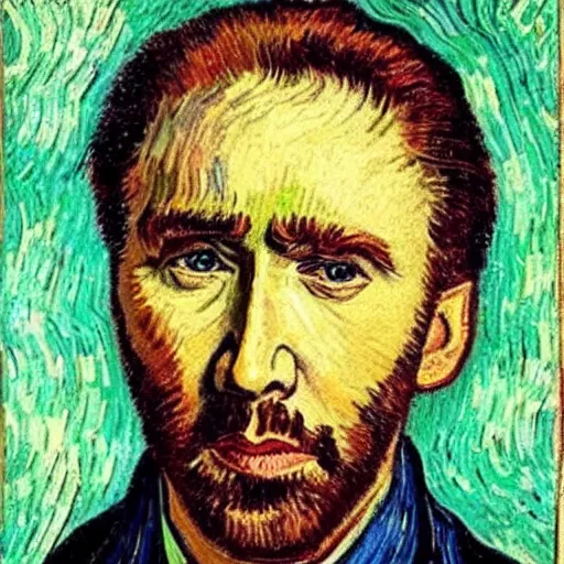 Prompt: nicolas cage portrait, van gogh