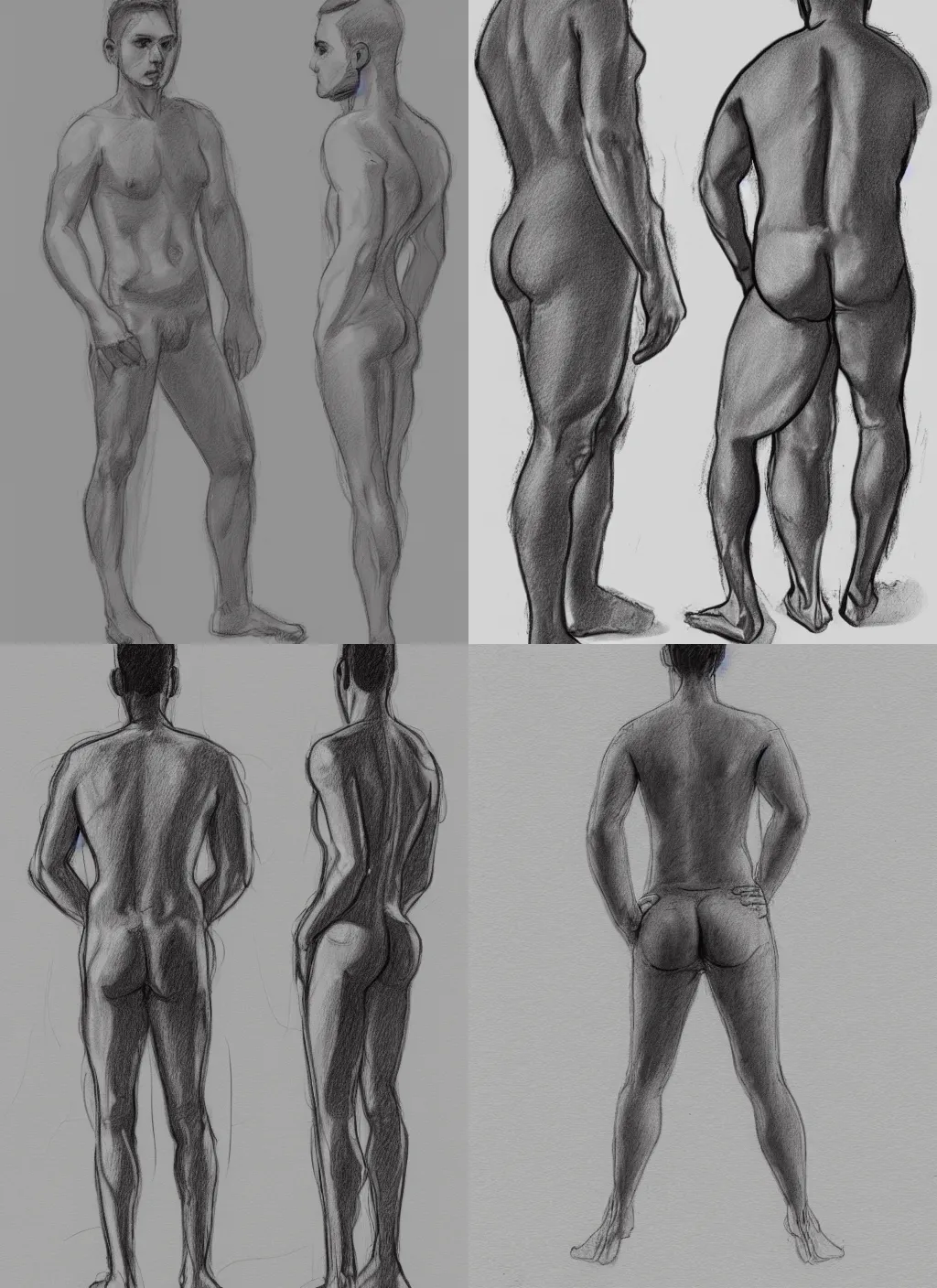 Prompt: man standing with hands on his hips, viewed in three quarters, full body drawing, high quality, digital sketch, figure drawing, pose reference, drawing study,