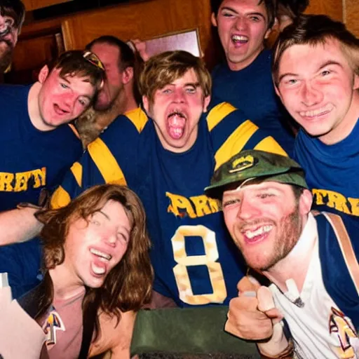 Prompt: Spartan Noble Team at a frat party,