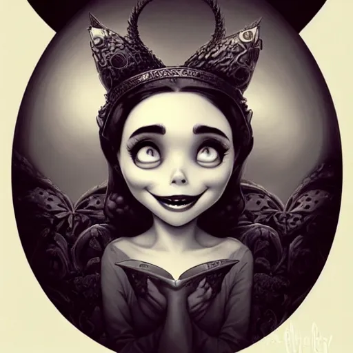 Image similar to Lofi smiling portrait, Pixar style by Joe Fenton and Stanley Artgerm and Tom Bagshaw and Tim Burton