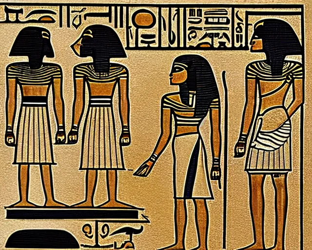 Prompt: a thin image border in the graphical style of egyptian hieroglyphs, abstract, graphical element, illustration, decorative