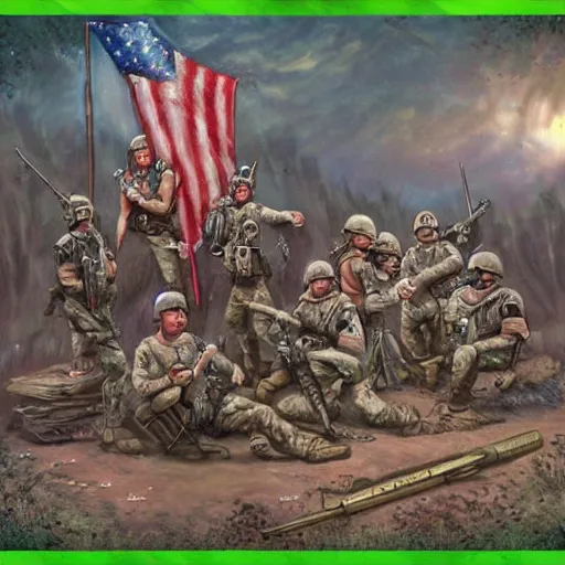 Image similar to fantasy art volunteered for the army on my birthday draft the white trash first'round here anyway