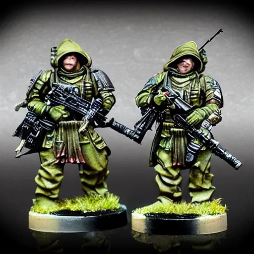 Image similar to 8 0 mm resin detailed miniature of a warhammer 4 0 k fish warrior snipers, product introduction photos, 4 k, full body, hyper detailed,