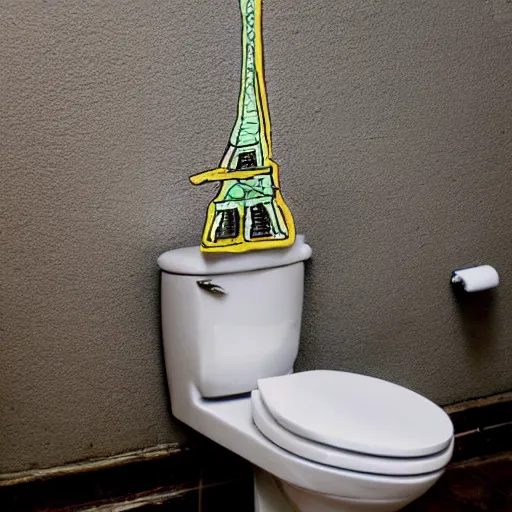 Prompt: eiffel tower in a toilet bowl