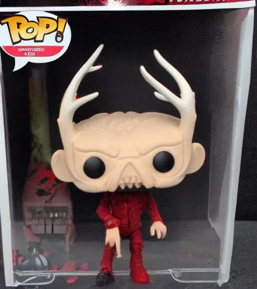 Image similar to limited edition horror themed wendigo with antlers funko pop mini still sealed in box, ebay listing