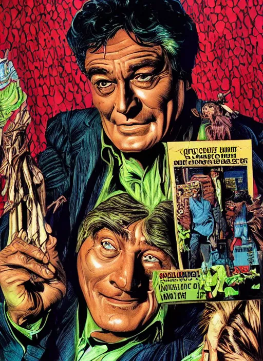 Prompt: Columbo, Creepshow (1982) comic book cover, artwork by Bernie Wrightson, full color, detailed