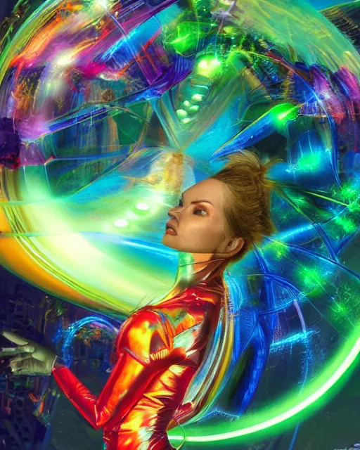 Image similar to a powerful energy psychedelic matrix woman, by alexander fedosav, hyper detailed digital matte painting, concept art, hyperrealism, 1 6 k resolution, cinema 4 d, 8 k resolution, trending on artstation, behance hd, a masterpiece, by stephan martiniere, particles, cel - shaded, power bright neon energy, by david a. hardy,