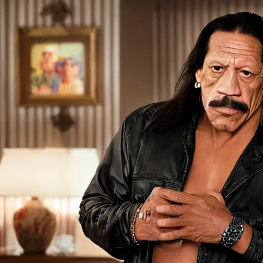 Prompt: danny trejo in a romantic comedy