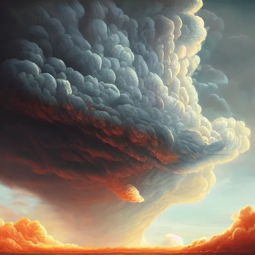 Prompt: red cumulonimbus clouds, infinite landscape, in style of Doom, in style of Midjourney, insanely detailed and intricate, golden ratio, elegant, ornate, elite, ominous, haunting, matte painting, cinematic, cgsociety, Andreas Marschall, James jean, Noah Bradley, Darius Zawadzki, vivid and vibrant