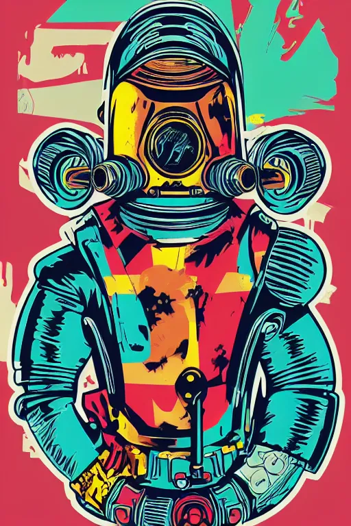 Image similar to fallout 7 6 retro futurist illustration art by butcher billy, sticker, colorful, illustration, highly detailed, simple, smooth and clean vector curves, no jagged lines, vector art, smooth andy warhol style