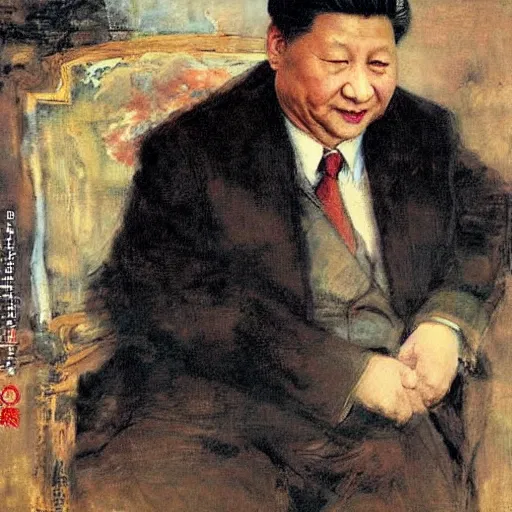 Image similar to xi jinping by antonio mancini 1 8 7 4