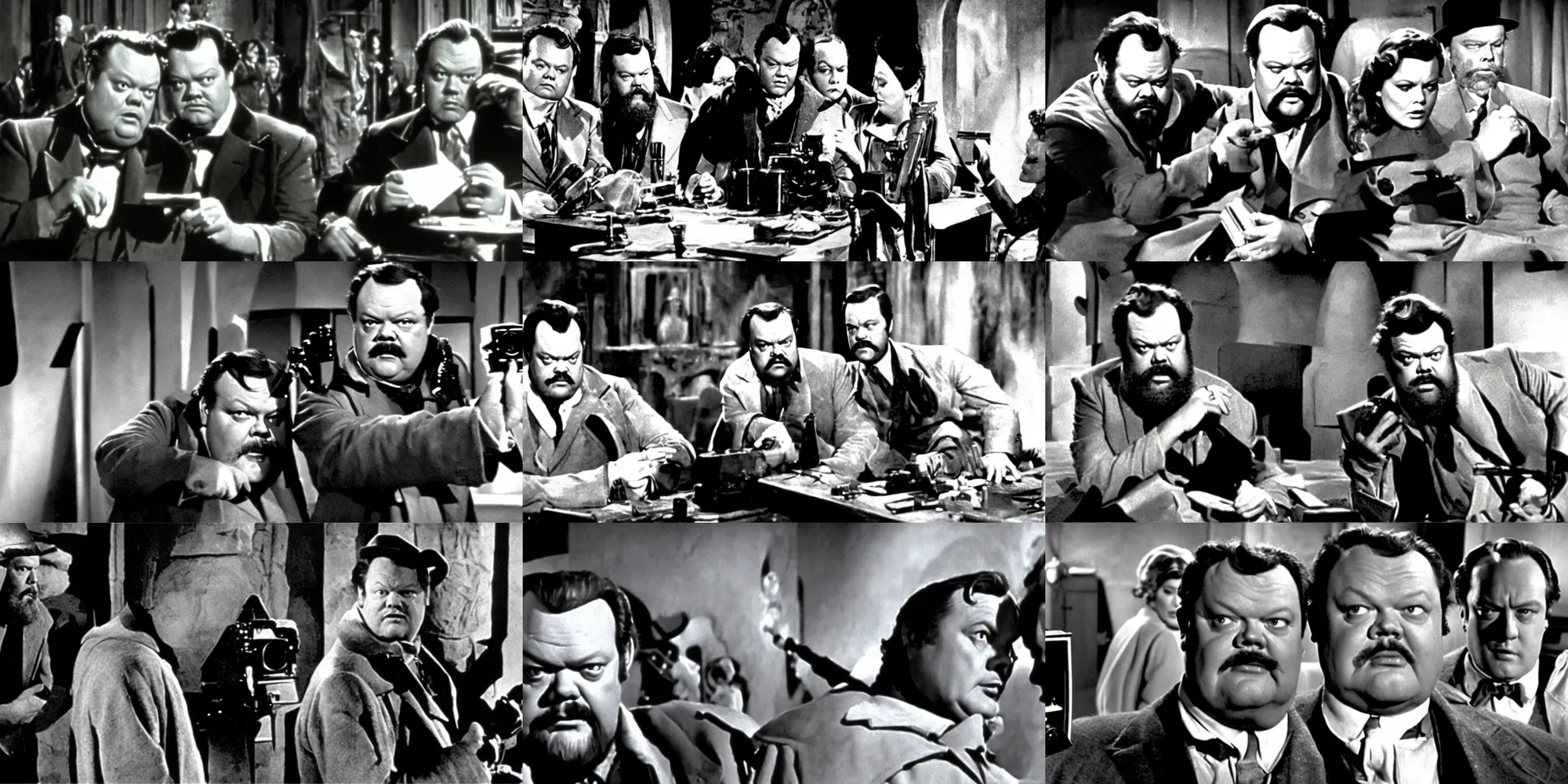 Prompt: scene from the lost film by orson welles