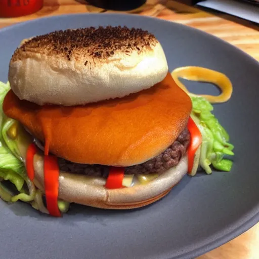 Prompt: ramen cheeseburger foodporn yelp