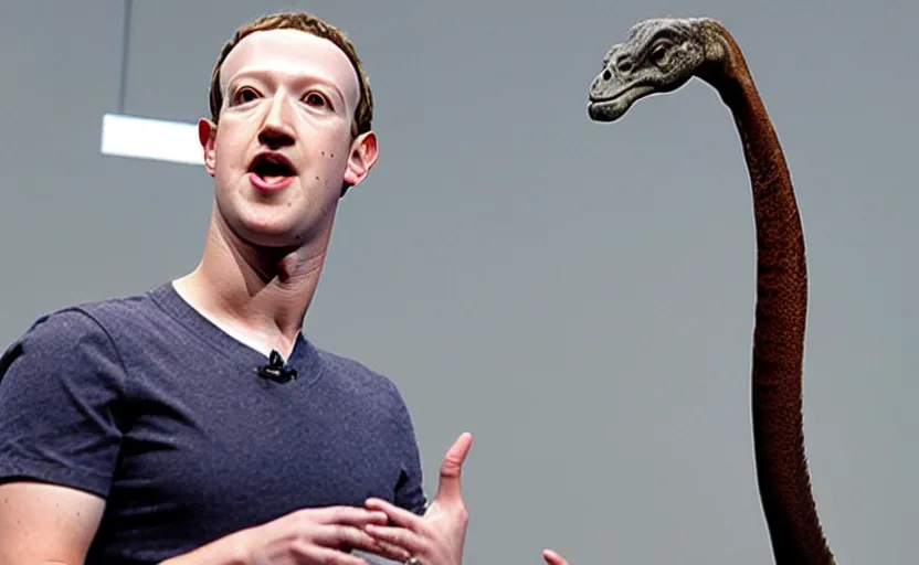 Image similar to mark zuckerberg long neck apatosaurus dinosaur