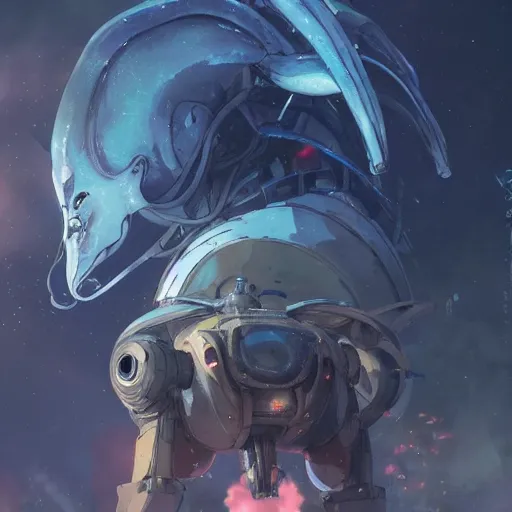 Prompt: alien with a bullhead fish head driving a mech, illustration concept art anime key visual trending pixiv fanbox by wlop and greg rutkowski and makoto shinkai and studio ghibli and kyoto animation symmetrical facial features