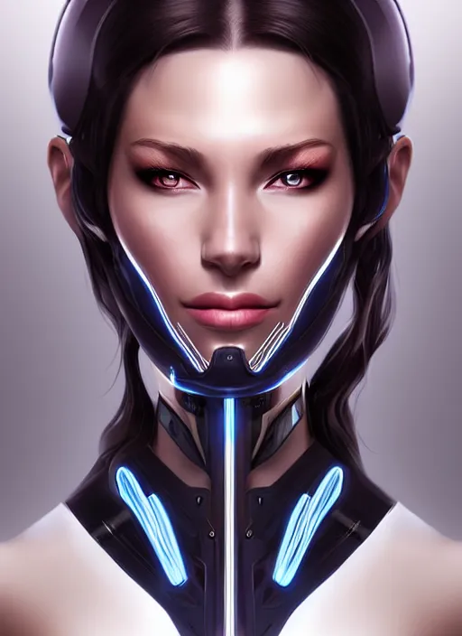 Prompt: portrait of a cyborg woman by Artgerm, (((((face turns left))))) ((((face turns right)))), eyes closed , biomechanical, hyper detailled, trending on artstation