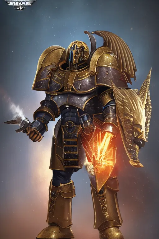 Image similar to armor portrait heros warhammer 4 0 k horus heresy fanart - the primarchs emperor by johannes helgeson animated with vfx concept artist & illustrator global illumination ray tracing hdr fanart arstation zbrush central hardmesh 8 k octane renderer comics stylized