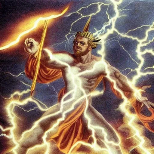 Image similar to zeus throwing lightning bolts