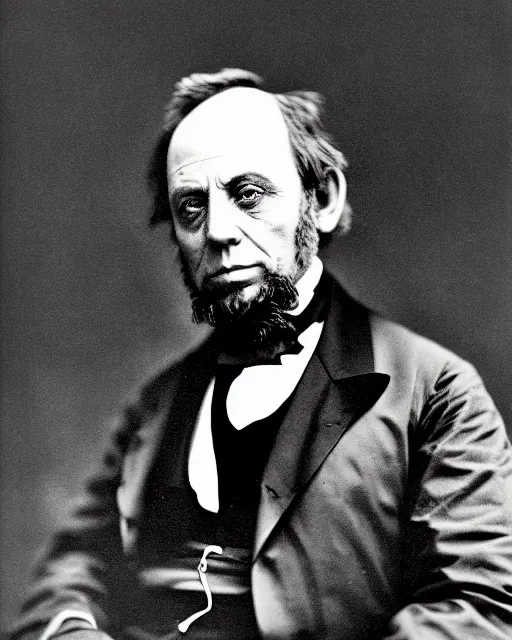 Prompt: a black and white photo of paul giamatti!!!, paul giamatti portraying abraham lincoln, a colorized photo by samuel f. b. morse, cg society, american romanticism, creative commons attribution, colorized, associated press photo