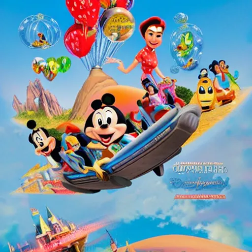 Image similar to Disneyland attraction poster for a ride featuring the characters from Disney Pixar's Up (2009)