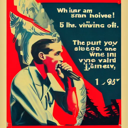 Prompt: Hillsong worship music on a 1940s propaganda poster