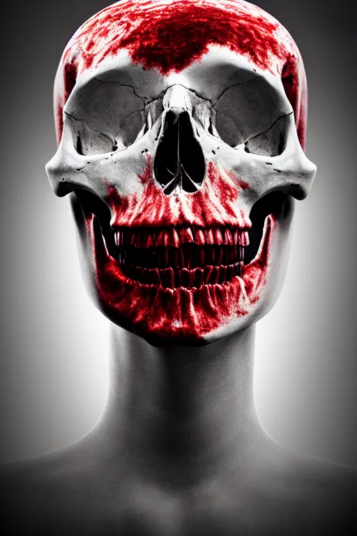 Prompt: a human opening head showing part of the skull, made with chrome, layed on a red velvet fabric, made by hedi xandt, macabre art, dark surrealism, epic and cinematic view, volummetric light, texturized, detailed, 8 k