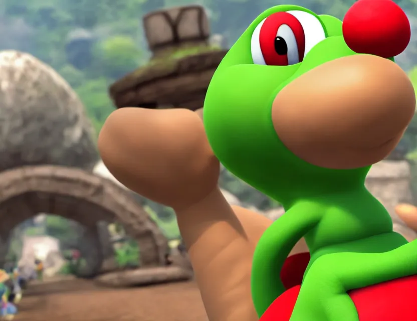 Image similar to portrait of yoshi from nintendo, head and torso, unreal engine