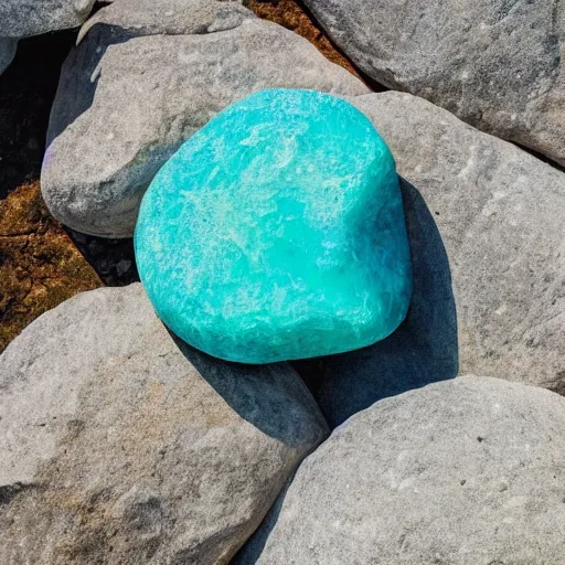 Prompt: a rock made out of water