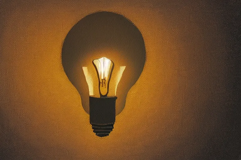 Image similar to a cinematic painting of a lightbulb