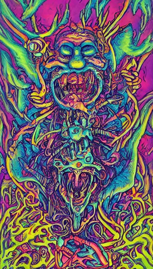 Image similar to psytrance artwork, by ed roth